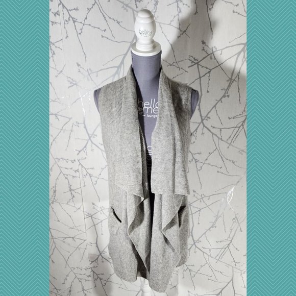 Vince Gray Wool Cashmere Blend Sleeveless Waterfall Cardigan - Picture 1 of 4